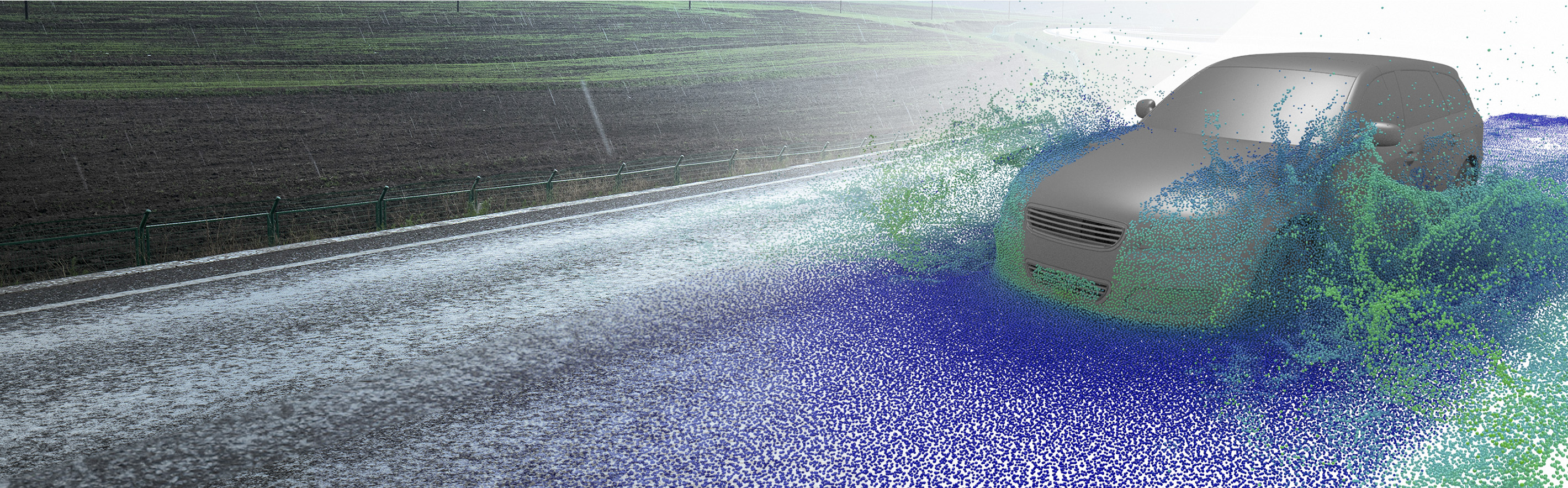 MESHFREE car water crossing simulation